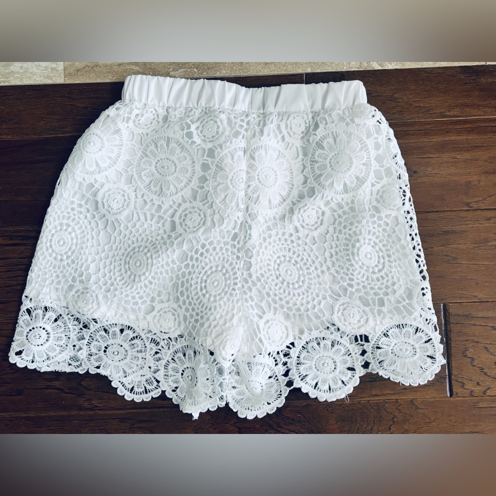 White Lace Crochet Women's Shorts